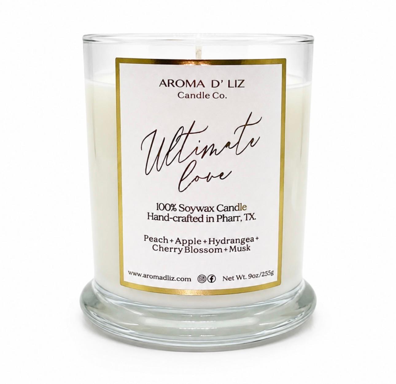 Ultimate Love hand-poured candle by Aroma D'Liz