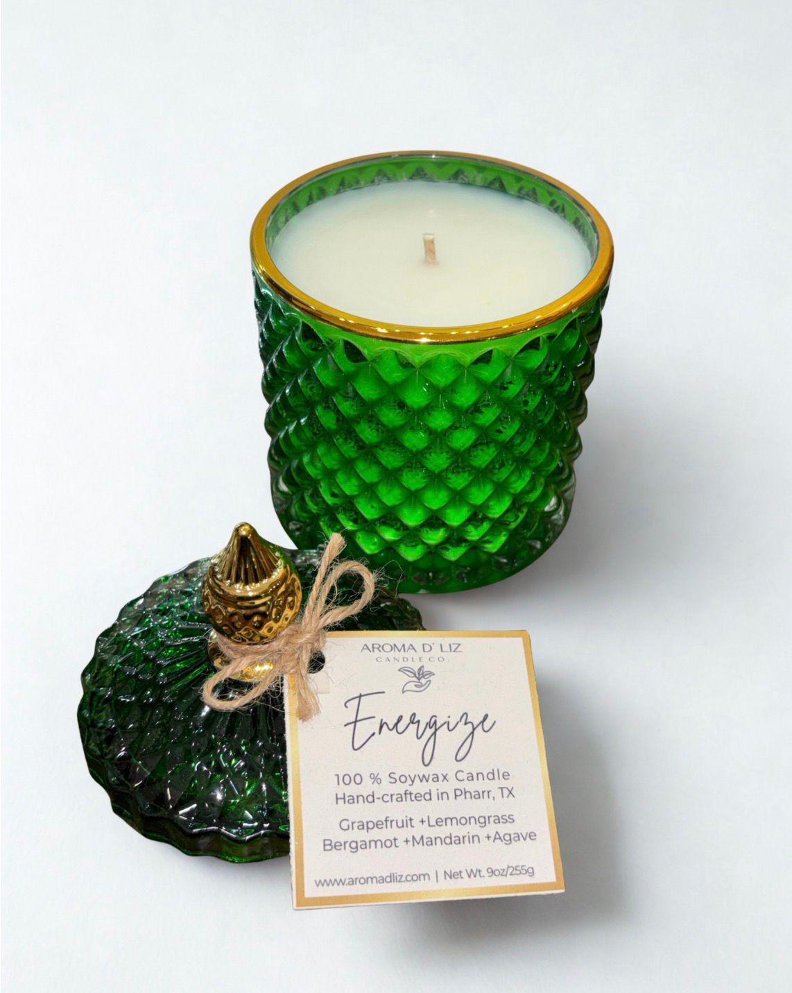 Energize hand-poured candle by Aroma D'Liz