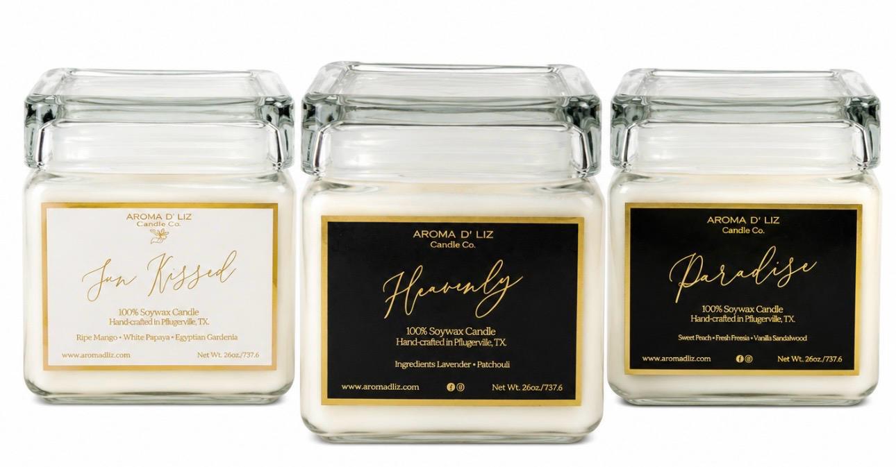 Sunkissed hand-poured candle by Aroma D'Liz