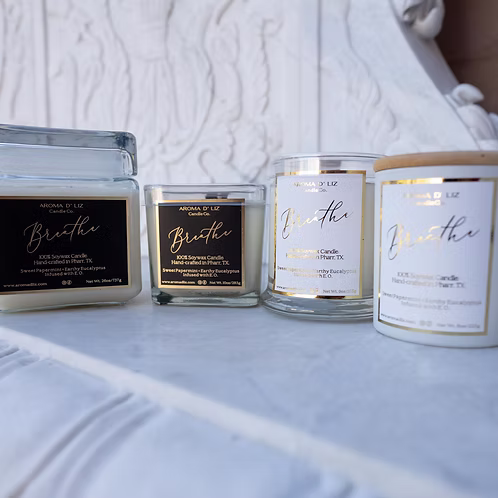 Breathe hand-poured candle by Aroma D'Liz