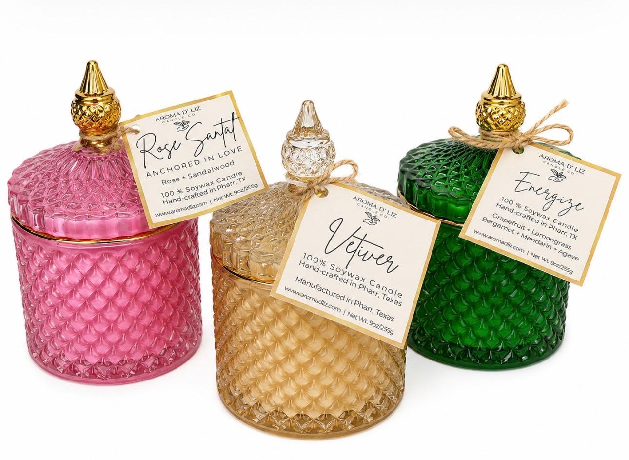 Rose Santal hand-poured candle by Aroma D'Liz