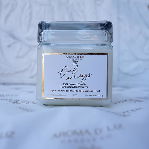 Cool Mornings hand-poured candle by Aroma D'Liz