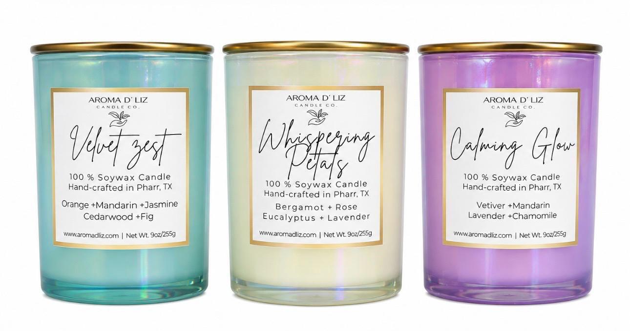 Velvet Zest hand-poured candle by Aroma D'Liz